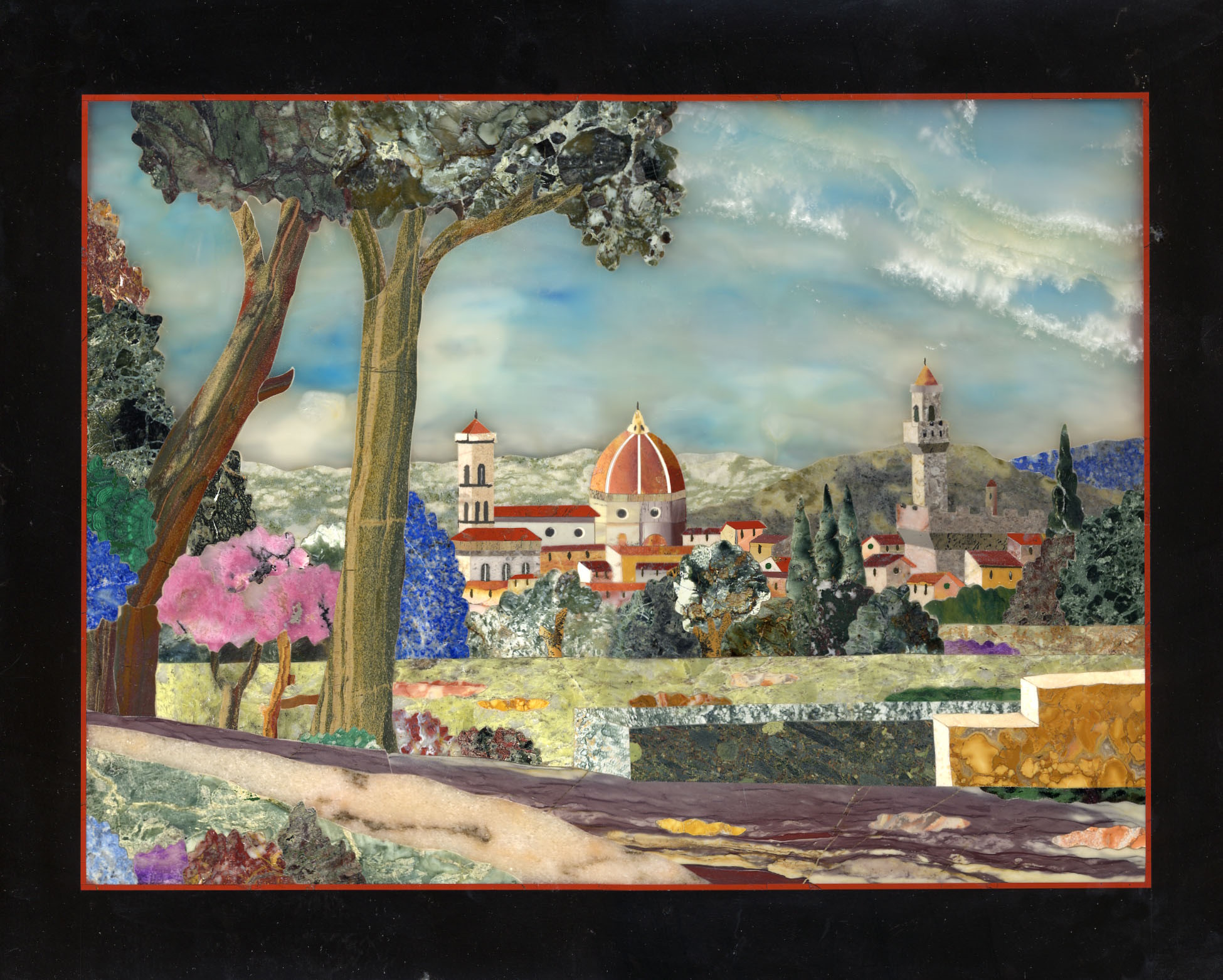 View of Florence from Piazzale Michelangelo in stone mosaic